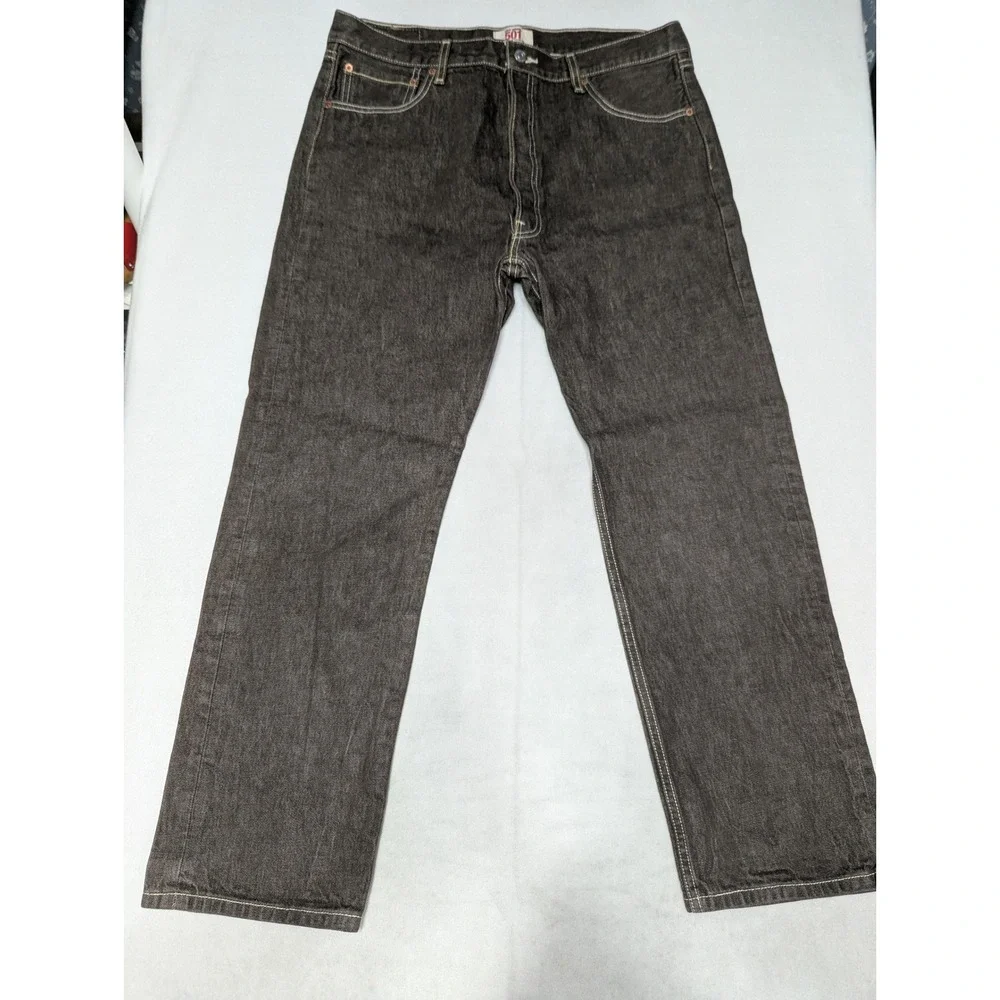 Y2K Levi's 501 Button Fly Classic Straight Leg Mens‎ Jeans Brown Size 38